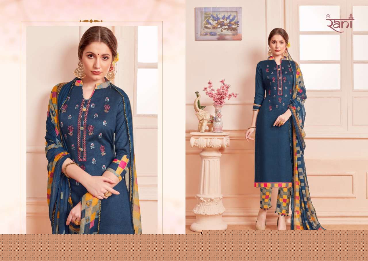 KAIRA BY RANI FASHION 1001 TO 1010 SERIES BEAUTIFUL SUITS STYLISH FANCY COLORFUL PARTY WEAR & OCCASIONAL WEAR COTTON SATIN PRINTED WITH EMBROIDERY DRESSES AT WHOLESALE PRICE